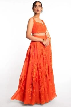 Aikeyah Orange Resham Embroidered Lehenga Set -Echo Clohting Shop 29ai22 3