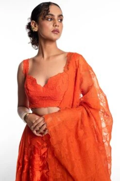 Aikeyah Orange Resham Embroidered Lehenga Set -Echo Clohting Shop 29ai22 4