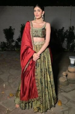 Punit Balana Green Printed Lehenga Set