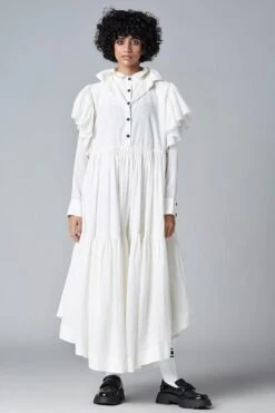 Chola White Long Tiered Dress