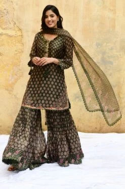 Niti Bothra Green Cascade Sharara Set -Echo Clohting Shop 30323nb24 3