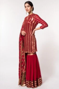 Nakul Sen Red Sheeted Sharara Set -Echo Clohting Shop 305ns3 3