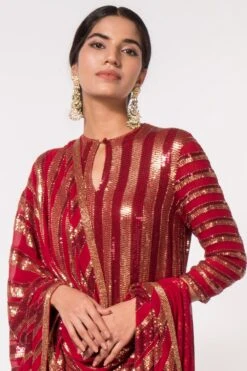 Nakul Sen Red Sheeted Sharara Set -Echo Clohting Shop 305ns3 4