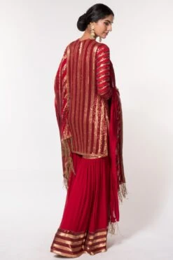 Nakul Sen Red Sheeted Sharara Set -Echo Clohting Shop 305ns3 5