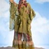 CAPISVIRLEO Green Embellished Kaftan Set