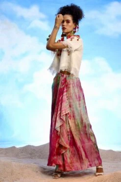 CAPISVIRLEO Pink Tie & Dye Pleated Skirt -Echo Clohting Shop 30623cp6 3