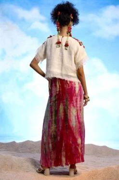 CAPISVIRLEO Pink Tie & Dye Pleated Skirt -Echo Clohting Shop 30623cp6 4