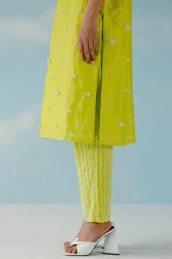 ILK Neon Yellow Chanderi Pants