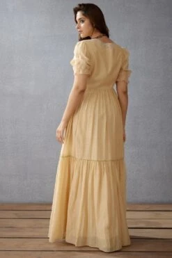 Torani Musk Beige Handblock Printed Dress -Echo Clohting Shop 307tochtil61 6