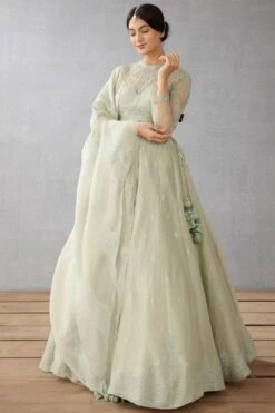 Torani Sage Green Aari Embroidered Lehenga Set