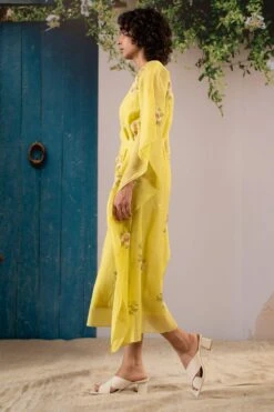Arcvsh By Pallavi Singh Lemon Yellow Dahlia Printed Kaftan -Echo Clohting Shop 30823ah13 3