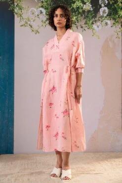 Arcvsh By Pallavi Singh Pink Rosette Printed Dress