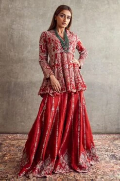Jayanti Reddy Red Zardosi Embellished Sharara Set