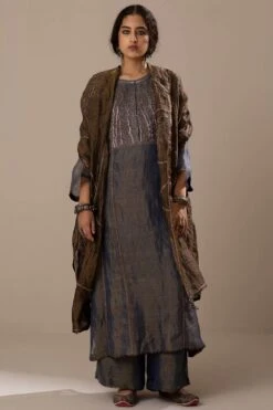 Sunira Designs Blue Handwoven Linen Ijar Pants -Echo Clohting Shop 310sua38 4