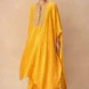 Anamika Khanna Yellow & Gold Embellished Kaftan Set