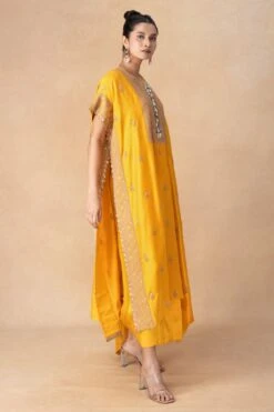 Anamika Khanna Yellow & Gold Embellished Kaftan Set -Echo Clohting Shop 31123ak7 3