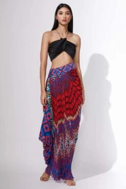 Saaksha & Kinni Micro Pleated Asymmetric Skirt