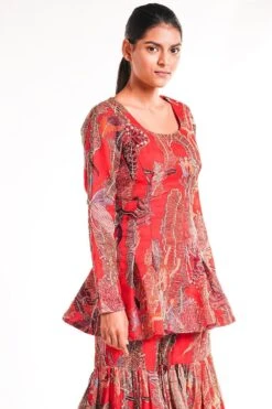 Aisha Rao Red Printed & Embellished Sharara Set -Echo Clohting Shop 315104 3