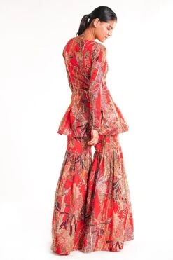 Aisha Rao Red Printed & Embellished Sharara Set -Echo Clohting Shop 315104 5