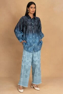 Ikai Blue Shibori Dropped Shoulder Shirt
