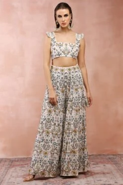 Payal Singhal Off White Embellished Choli & Sharara Set