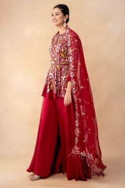 Ahilian Red Thread Embellished Sharara Set -Echo Clohting Shop 31723an31 2 1
