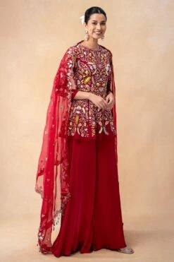 Ahilian Red Thread Embellished Sharara Set -Echo Clohting Shop 31723an31 3 1