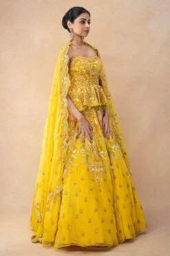 Ahilian Yellow Thread Embellished Lehenga Set -Echo Clohting Shop 31723an32 3