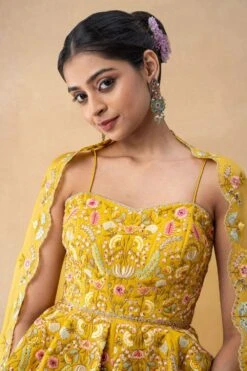Ahilian Yellow Thread Embellished Lehenga Set -Echo Clohting Shop 31723an32 4