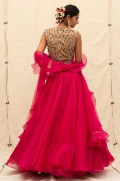 Ridhi Mehra Deep Fuschia Organza Lehenga Set -Echo Clohting Shop 33sw2 6 1