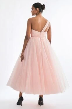 Gauri & Nainika Pink One Shoulder Draped Cutout Dress -Echo Clohting Shop 3423gn15 4