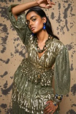 Rara Avis Khakhi Tiered Maxi Dress -Echo Clohting Shop 3823ra14 3