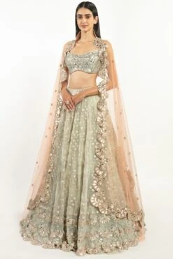Abhinav Mishra Mint Green Embellished Lehenga Set -Echo Clohting Shop 39am9 2