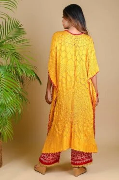 Yellow Floral Bandhni Kaftan -Echo Clohting Shop 3fkaf4 bpants2 3