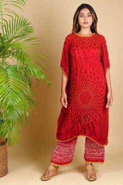 Yellow Floral Bandhni Kaftan -Echo Clohting Shop 3fkaf4 bpants2 4