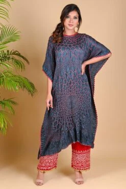 Yellow Floral Bandhni Kaftan -Echo Clohting Shop 3fkaf4 bpants2 7