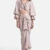 431-88 By Shweta Kapur Nude Satin Draped Skirt