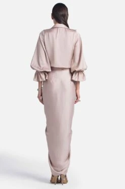 431-88 By Shweta Kapur Nude Satin Draped Skirt -Echo Clohting Shop 408431022 3 1