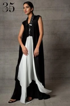 Amit Aggarwal Black & White Metallic Dress -Echo Clohting Shop 410am13 3