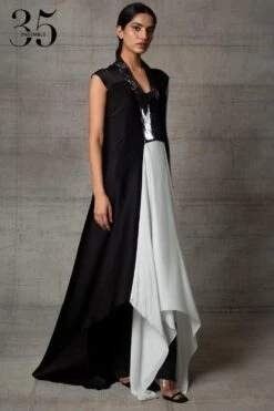 Amit Aggarwal Black & White Metallic Dress -Echo Clohting Shop 410am13 4