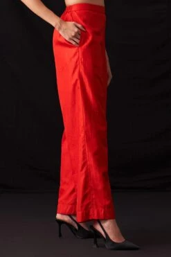 Amrich Resha Rich Red Silk Woven Straight Trouser -Echo Clohting Shop 41123am9 3