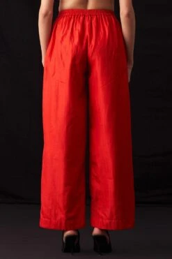 Amrich Resha Rich Red Silk Woven Straight Trouser -Echo Clohting Shop 41123am9 4