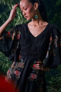 Chandrima Black Pleated Ruched Dress -Echo Clohting Shop 41123cm29 3