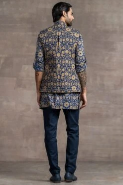 Tarun Tahiliani Men Blue Floral Printed Jacket Set -Echo Clohting Shop 411ttmw31 4