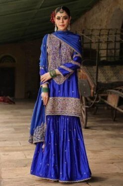 Niti Bothra Blue Resham Embroidered Sharara Set