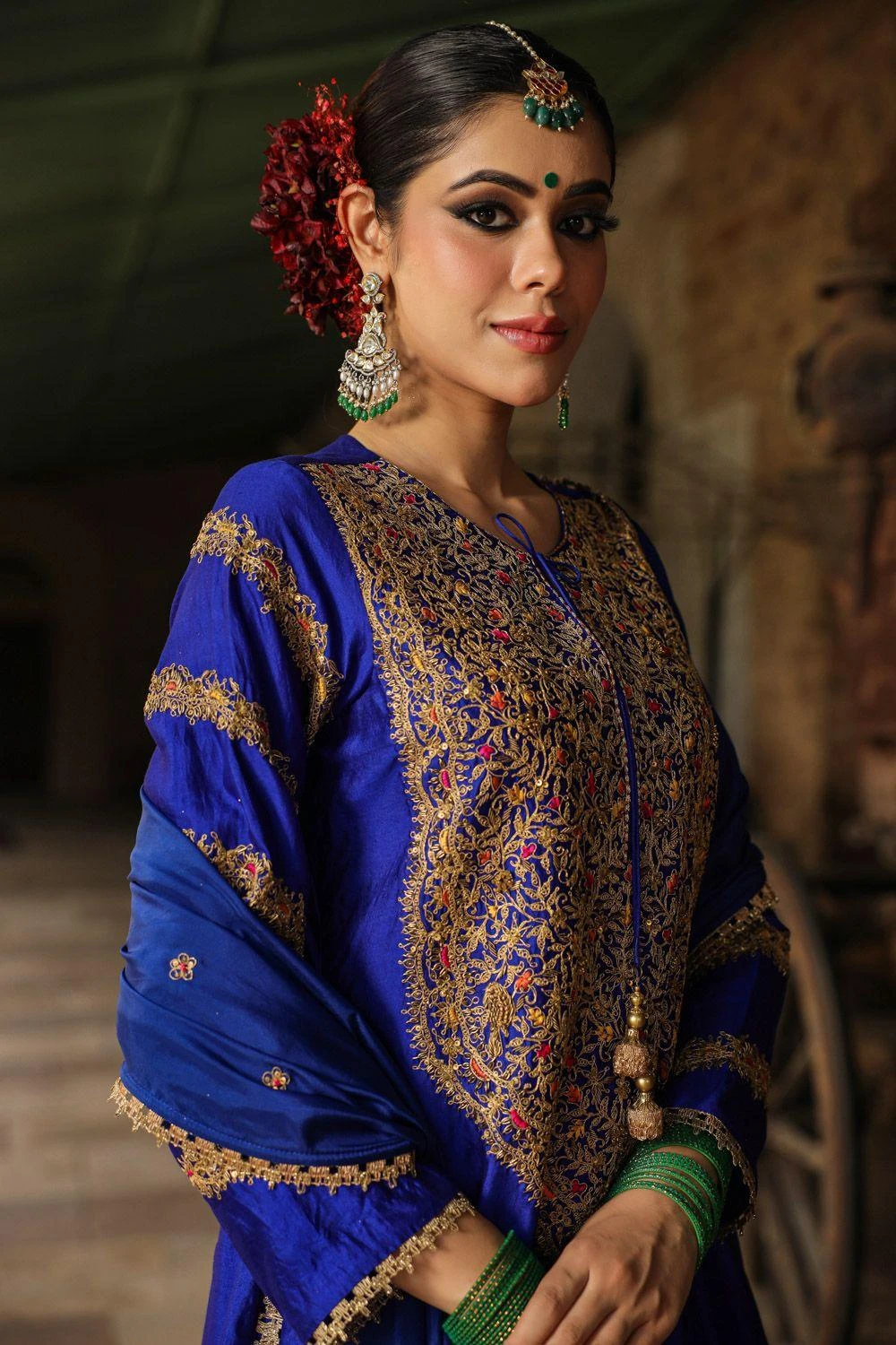 Niti Bothra Blue Resham Embroidered Sharara Set 3 Niti Bothra Blue Resham Embroidered Sharara Set - Image 3