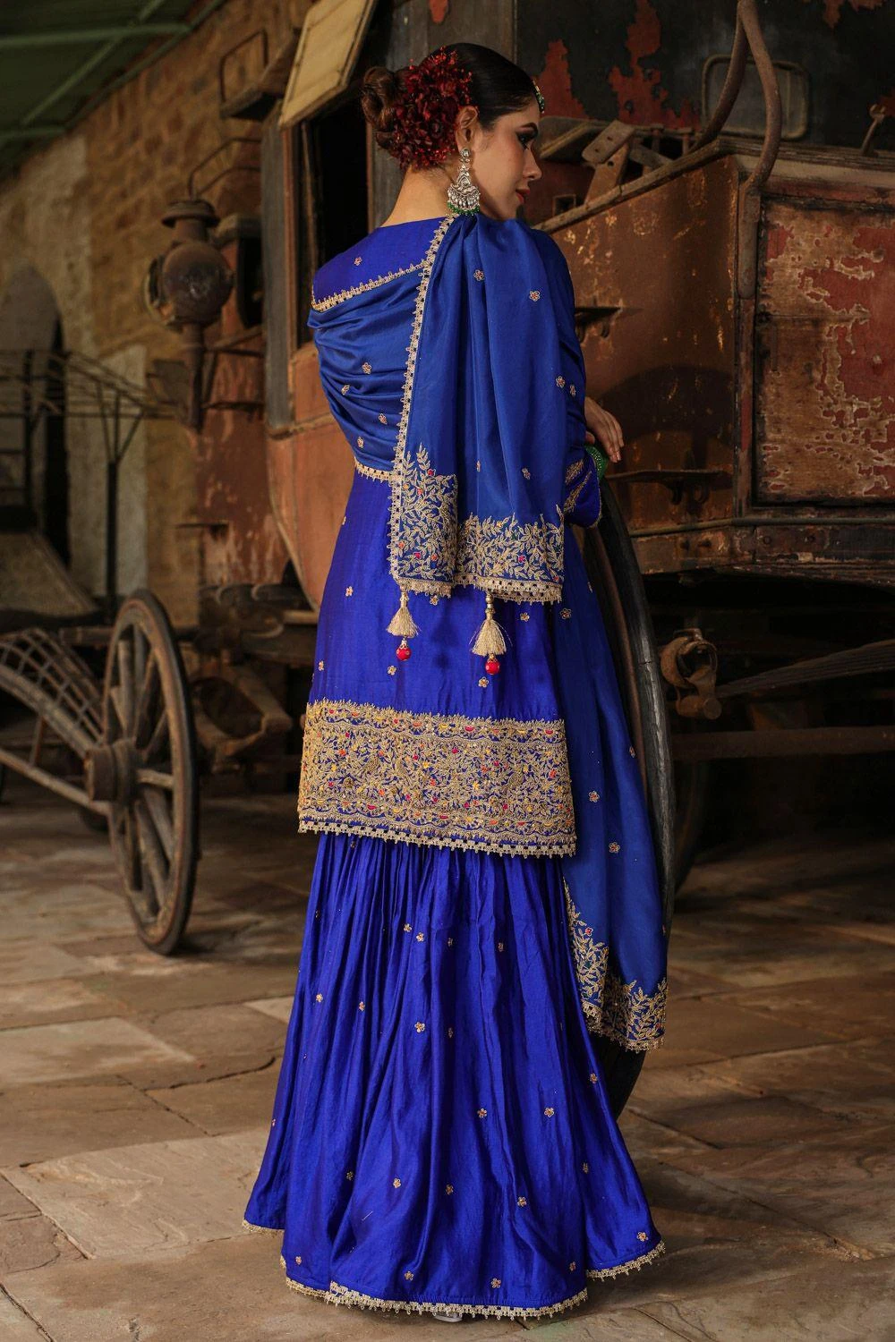 Niti Bothra Blue Resham Embroidered Sharara Set 4 Niti Bothra Blue Resham Embroidered Sharara Set - Image 4