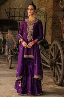 Niti Bothra Purple Zari Dori Embroidered Sharara Set