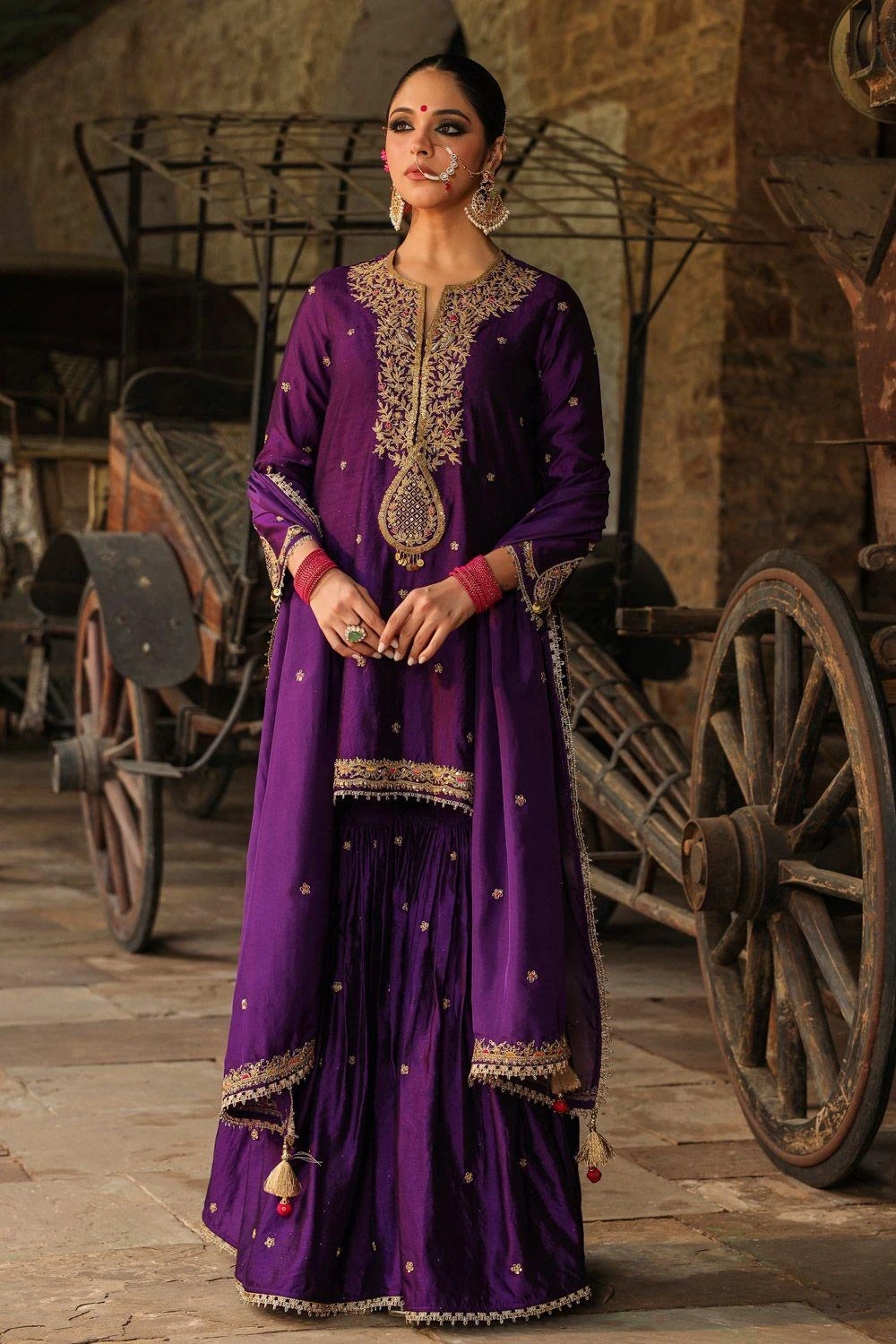 Niti Bothra Purple Zari Dori Embroidered Sharara Set 1 Niti Bothra Purple Zari Dori Embroidered Sharara Set