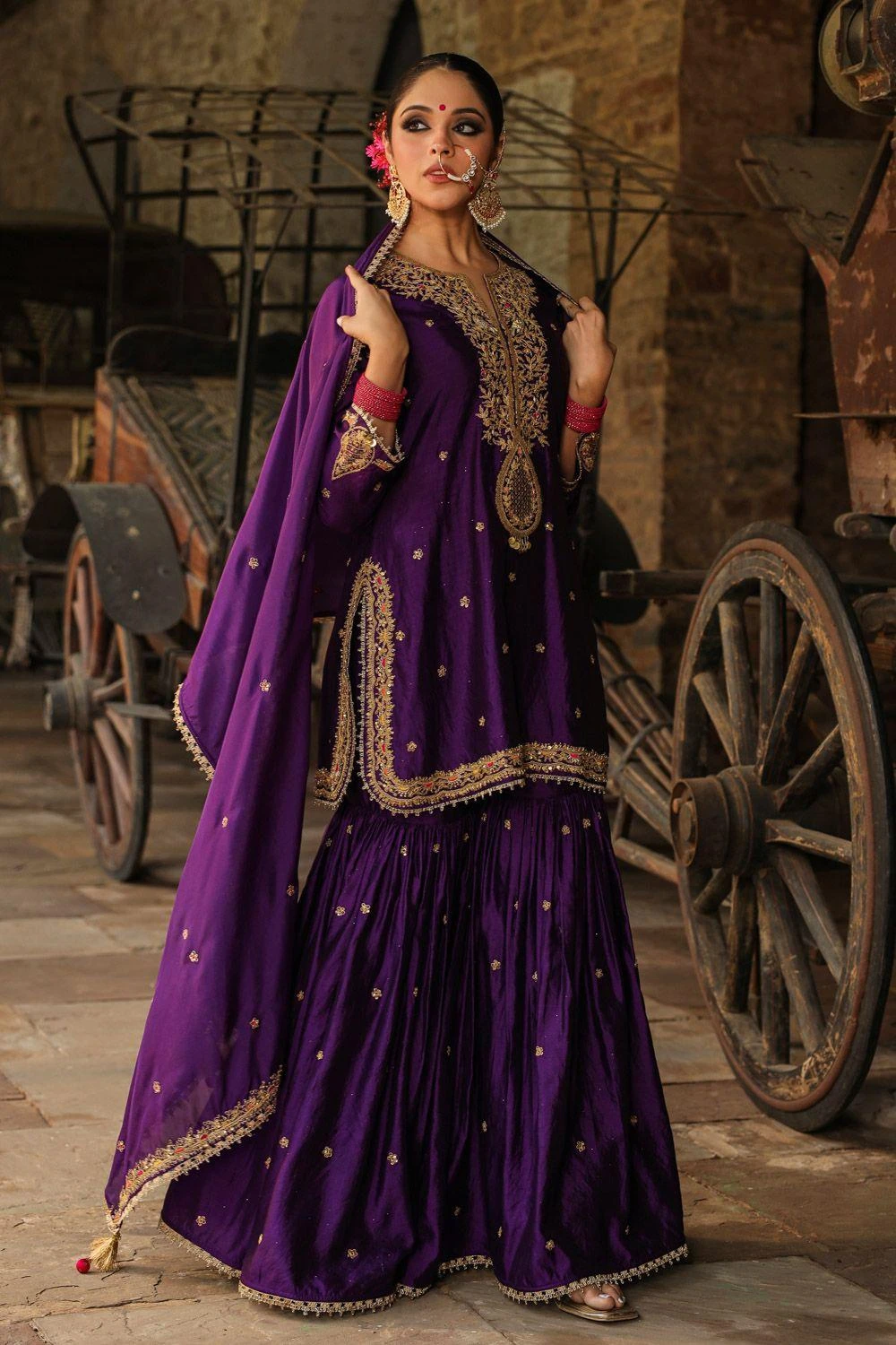Niti Bothra Purple Zari Dori Embroidered Sharara Set 2 Niti Bothra Purple Zari Dori Embroidered Sharara Set - Image 2